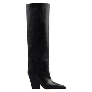 Paris Texas Jane Black 100MM Leather Knee High Boots, 9.5